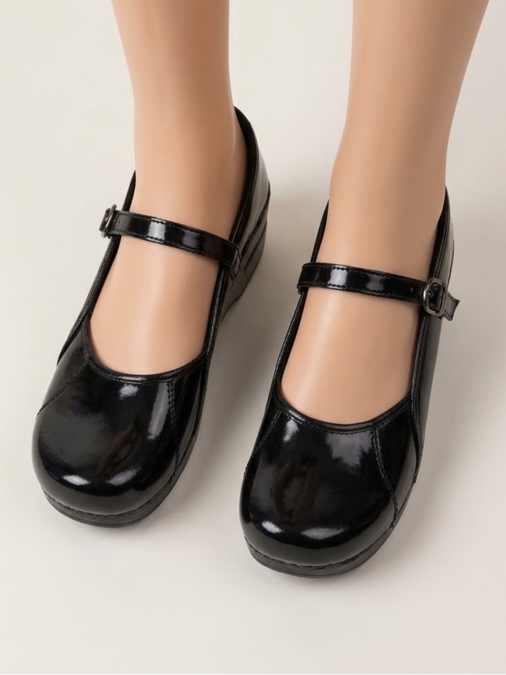 Classic Mary Jane Patent Leather Flats - Black